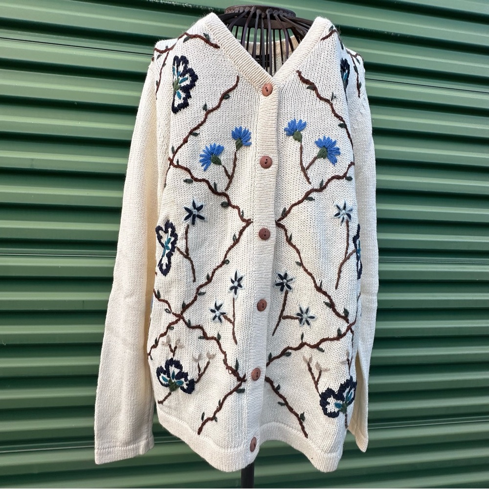 NWT All Points Reference Point Cardigan Sweater VTG Cottagecore Embroidered